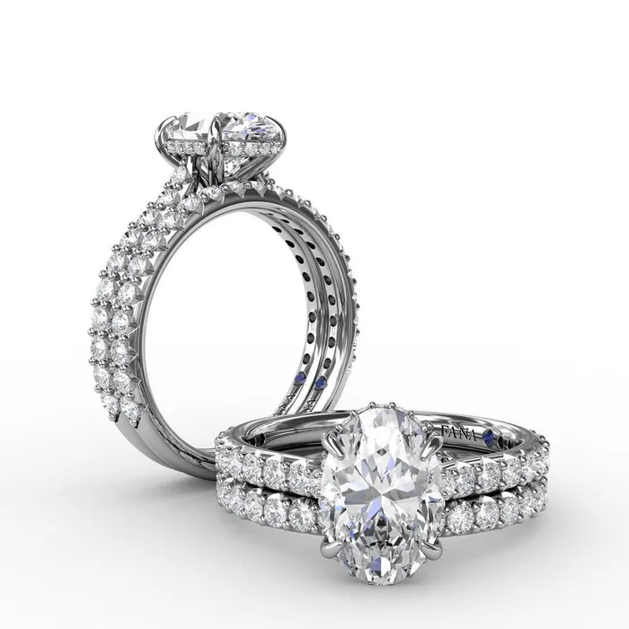 FANA Classic Oval Diamond Solitaire Engagement Ring With Hidden Pav Halo Rings FANA Classic Oval Diamond Solitaire Engagement Ring With Hidden Pav Halo Rings
