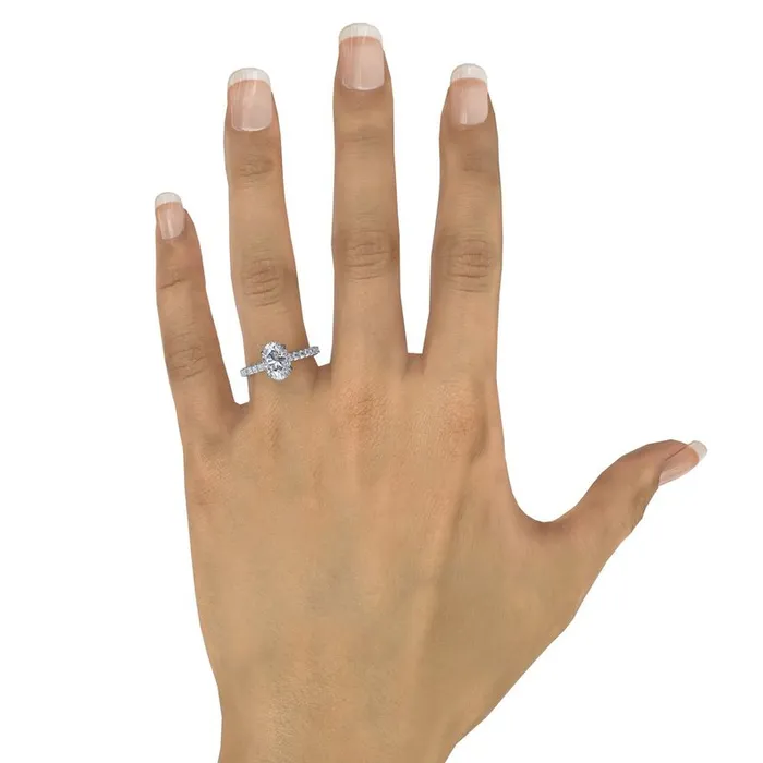 FANA Classic Oval Diamond Solitaire Engagement Ring With Hidden Pav Halo Rings FANA Classic Oval Diamond Solitaire Engagement Ring With Hidden Pav Halo Rings