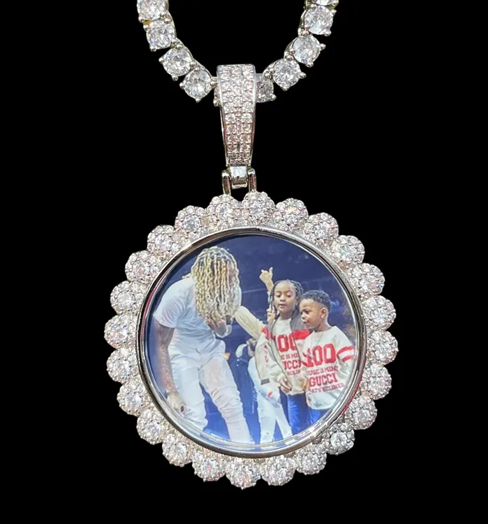 Flower Tennis Flower Tennis Custom Photo Picture Pendant Necklace Necklaces Flower Tennis Flower Tennis Custom Photo Picture Pendant Necklace Necklaces