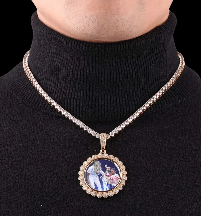 Flower Tennis Flower Tennis Custom Photo Picture Pendant Necklace Necklaces