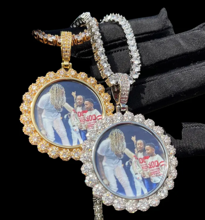 Flower Tennis Flower Tennis Custom Photo Picture Pendant Necklace Necklaces