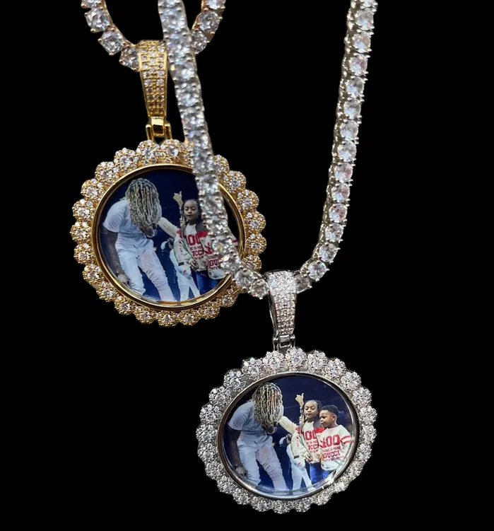 Flower Tennis Flower Tennis Custom Photo Picture Pendant Necklace Necklaces