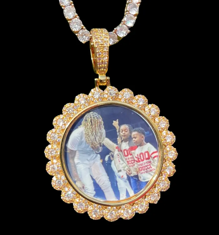 Flower Tennis Flower Tennis Custom Photo Picture Pendant Necklace Necklaces