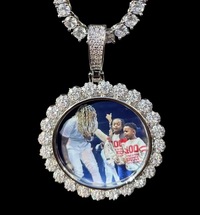 Flower Tennis Flower Tennis Custom Photo Picture Pendant Necklace Necklaces