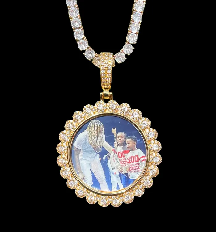 Flower Tennis Flower Tennis Custom Photo Picture Pendant Necklace Necklaces