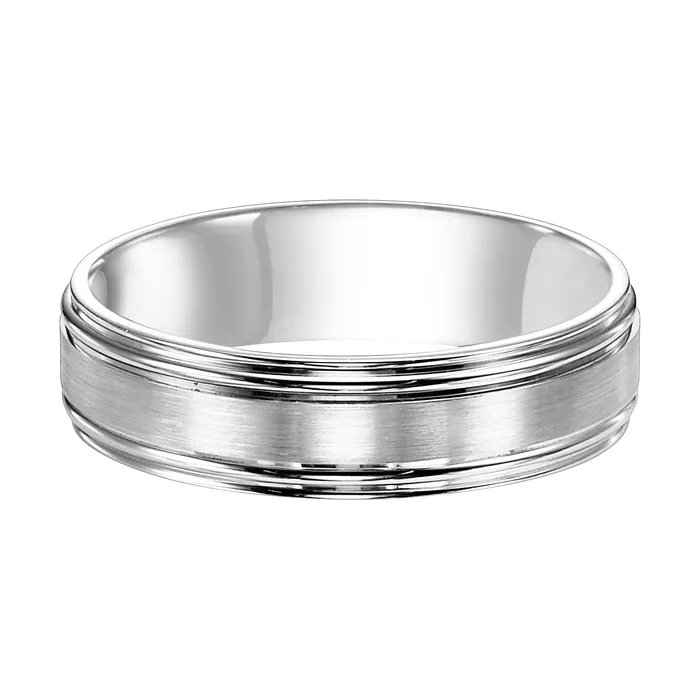 FREDERICK GOLDMAN Rings White Gold 6mm Mens Wedding Band