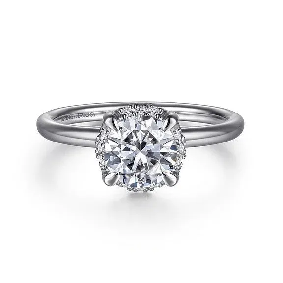 GABRIEL CO 14K White Gold Round Hidden Halo Diamond Engagement Ring Setting Only Rings GABRIEL CO 14K White Gold Round Hidden Halo Diamond Engagement Ring Setting Only Rings