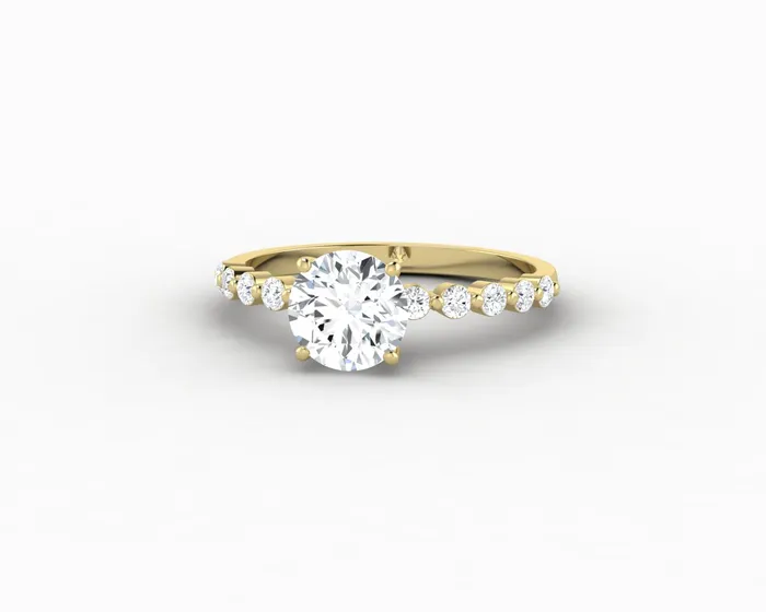 Juliet 10 Ct Round Cut Moissanite Engagement Ring With Marquise Side Stones Sapheena Jewelry Rings
