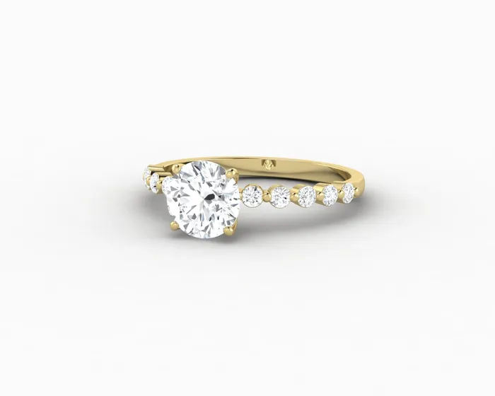 Juliet 10 Ct Round Cut Moissanite Engagement Ring With Marquise Side Stones Sapheena Jewelry Rings