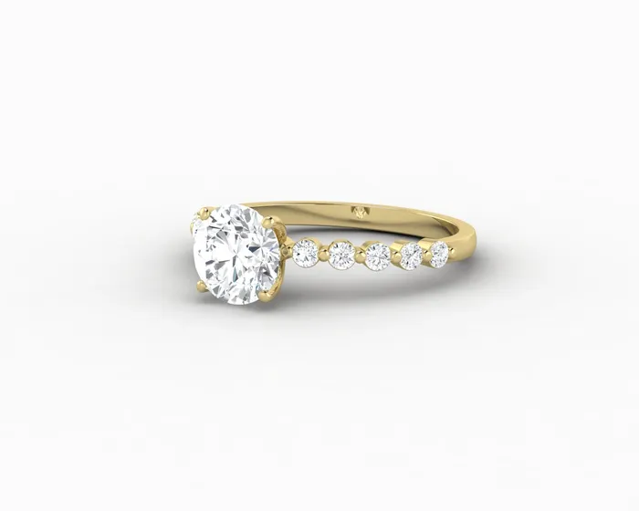 Juliet 10 Ct Round Cut Moissanite Engagement Ring With Marquise Side Stones Sapheena Jewelry Rings