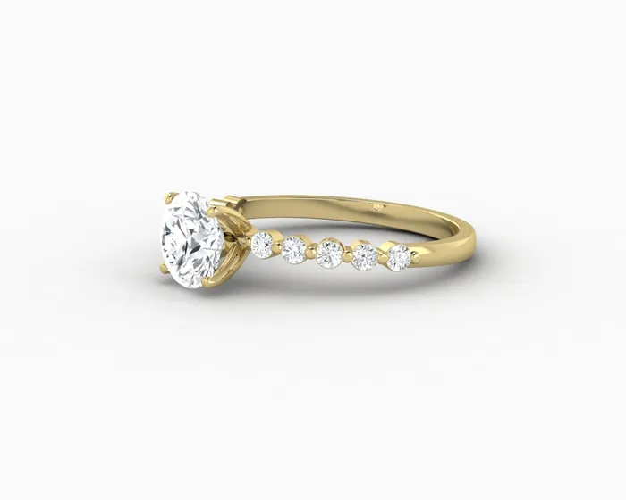 Juliet 10 Ct Round Cut Moissanite Engagement Ring With Marquise Side Stones Sapheena Jewelry Rings