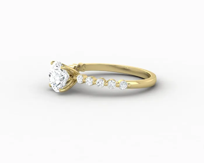 Juliet 10 Ct Round Cut Moissanite Engagement Ring With Marquise Side Stones Sapheena Jewelry Rings
