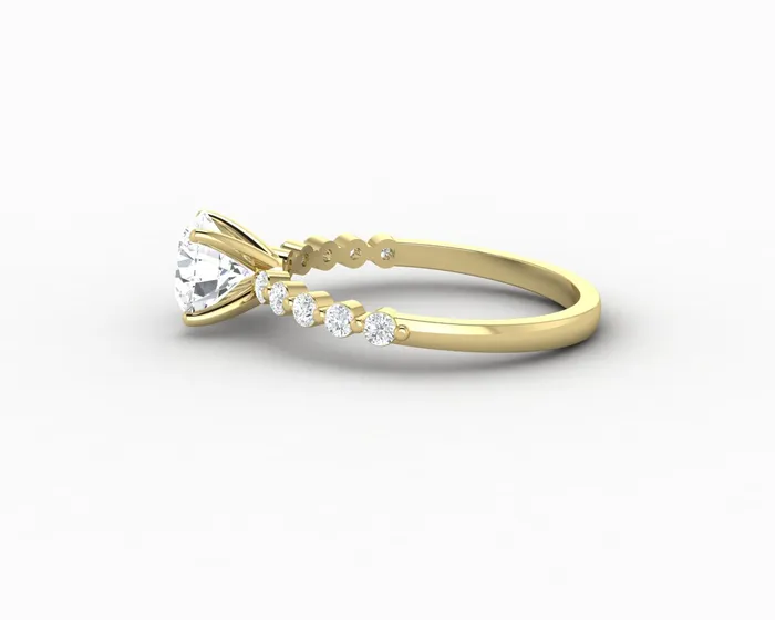 Juliet 10 Ct Round Cut Moissanite Engagement Ring With Marquise Side Stones Sapheena Jewelry Rings