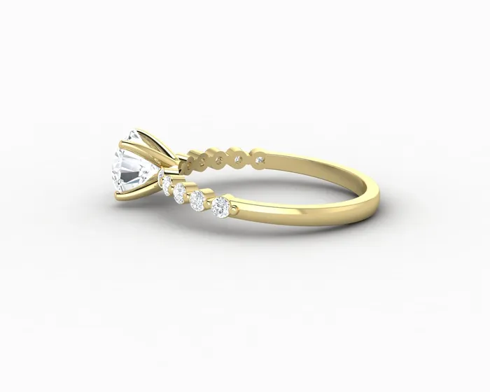 Juliet 10 Ct Round Cut Moissanite Engagement Ring With Marquise Side Stones Sapheena Jewelry Rings