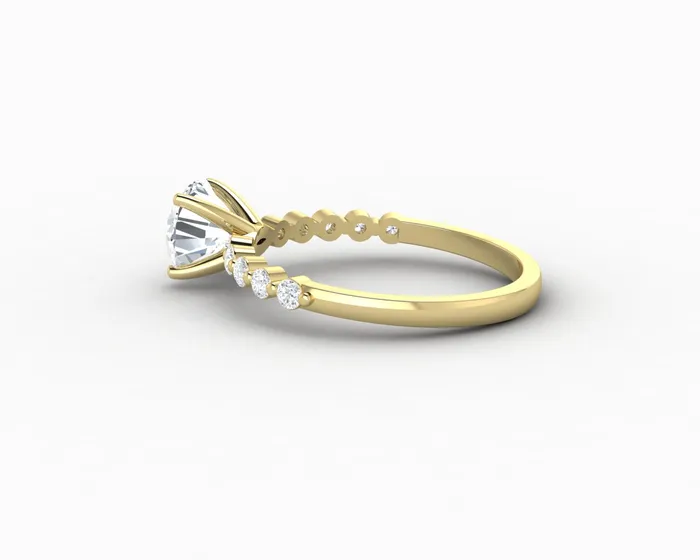 Juliet 10 Ct Round Cut Moissanite Engagement Ring With Marquise Side Stones Sapheena Jewelry Rings