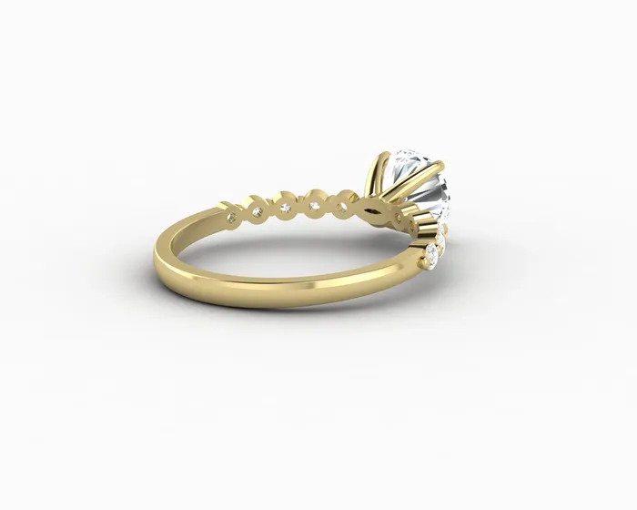 Juliet 10 Ct Round Cut Moissanite Engagement Ring With Marquise Side Stones Sapheena Jewelry Rings