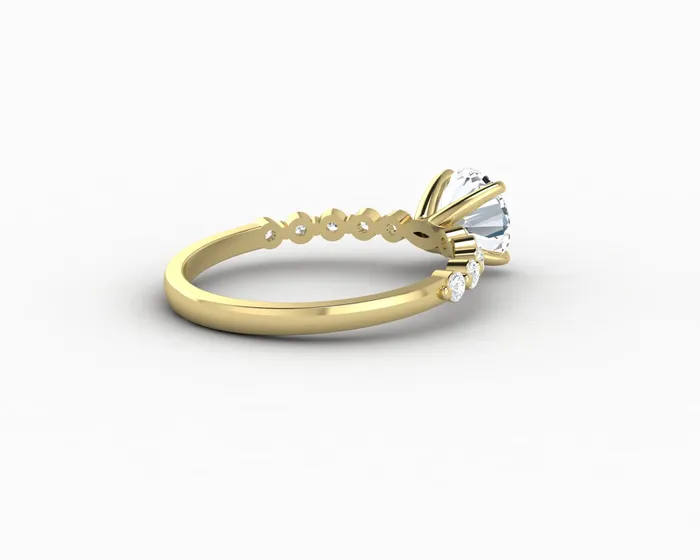 Juliet 10 Ct Round Cut Moissanite Engagement Ring With Marquise Side Stones Sapheena Jewelry Rings