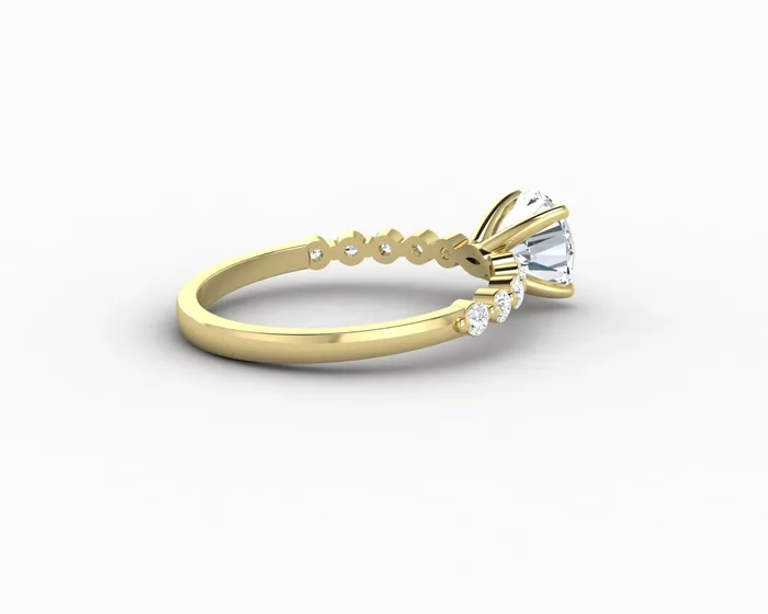 Juliet 10 Ct Round Cut Moissanite Engagement Ring With Marquise Side Stones Sapheena Jewelry Rings