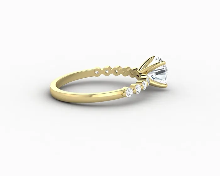Juliet 10 Ct Round Cut Moissanite Engagement Ring With Marquise Side Stones Sapheena Jewelry Rings