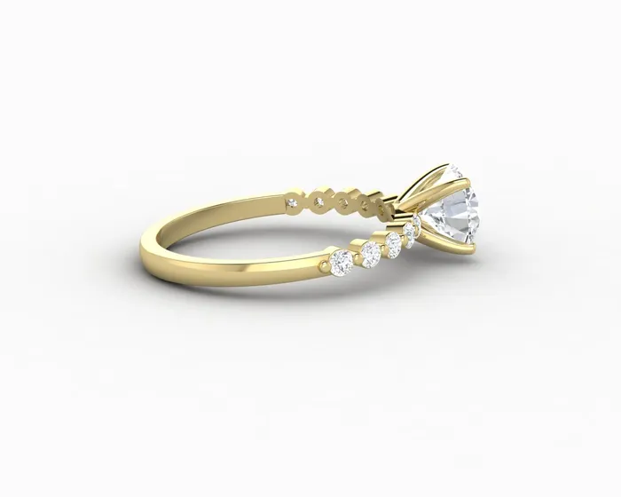 Juliet 10 Ct Round Cut Moissanite Engagement Ring With Marquise Side Stones Sapheena Jewelry Rings