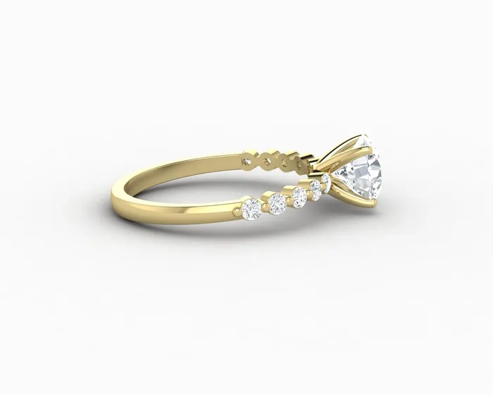 Juliet 10 Ct Round Cut Moissanite Engagement Ring With Marquise Side Stones Sapheena Jewelry Rings