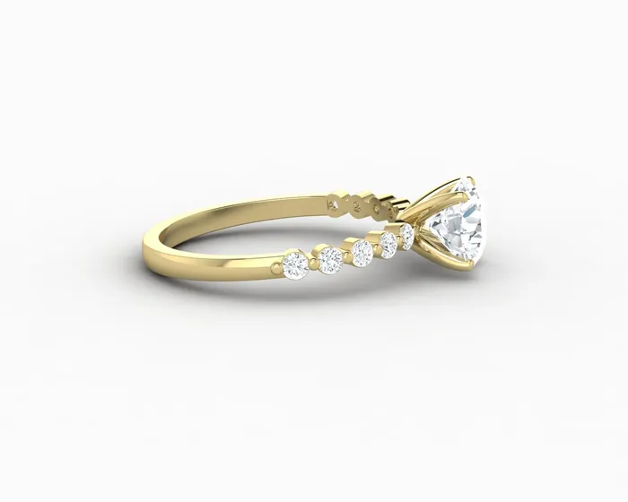 Juliet 10 Ct Round Cut Moissanite Engagement Ring With Marquise Side Stones Sapheena Jewelry Rings