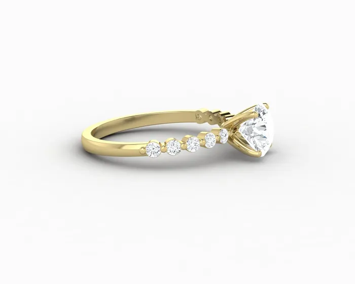 Juliet 10 Ct Round Cut Moissanite Engagement Ring With Marquise Side Stones Sapheena Jewelry Rings