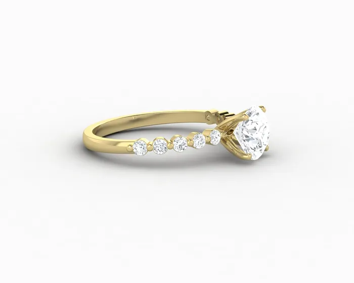 Juliet 10 Ct Round Cut Moissanite Engagement Ring With Marquise Side Stones Sapheena Jewelry Rings