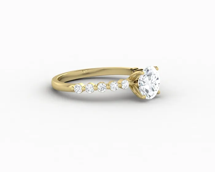 Juliet 10 Ct Round Cut Moissanite Engagement Ring With Marquise Side Stones Sapheena Jewelry Rings