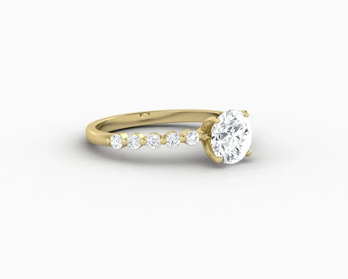 Juliet 10 Ct Round Cut Moissanite Engagement Ring With Marquise Side Stones Sapheena Jewelry Rings