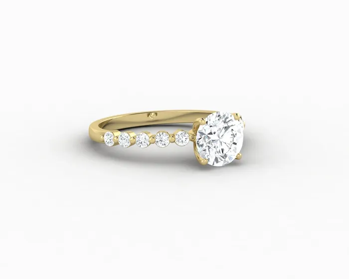 Juliet 10 Ct Round Cut Moissanite Engagement Ring With Marquise Side Stones Sapheena Jewelry Rings
