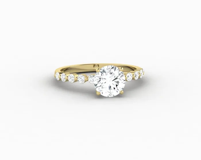 Juliet 10 Ct Round Cut Moissanite Engagement Ring With Marquise Side Stones Sapheena Jewelry Rings