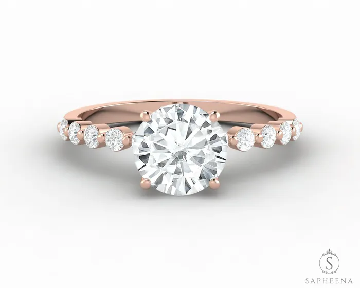 Juliet 10 Ct Round Cut Moissanite Engagement Ring With Marquise Side Stones Sapheena Jewelry Rings