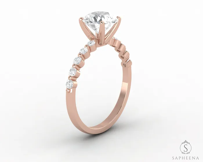 Juliet 10 Ct Round Cut Moissanite Engagement Ring With Marquise Side Stones Sapheena Jewelry Rings