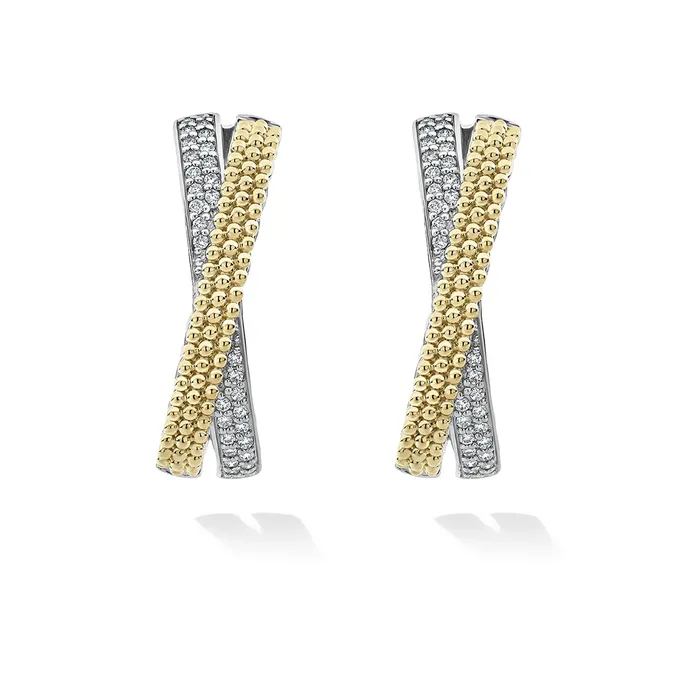 LAGOS Earrings Caviar Lux TwoTone Caviar X Diamond Hoop Earrings