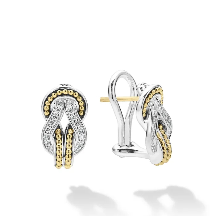 Newport TwoTone Knot Diamond Huggie Earrings LAGOS Earrings