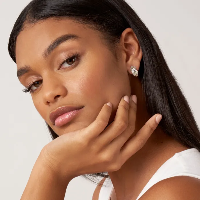 Newport TwoTone Knot Diamond Huggie Earrings LAGOS Earrings