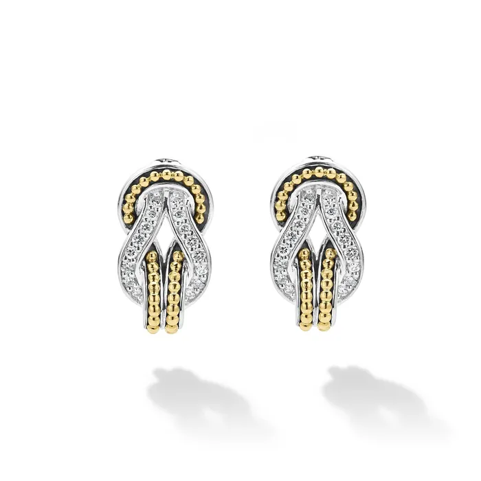 Newport TwoTone Knot Diamond Huggie Earrings LAGOS Earrings
