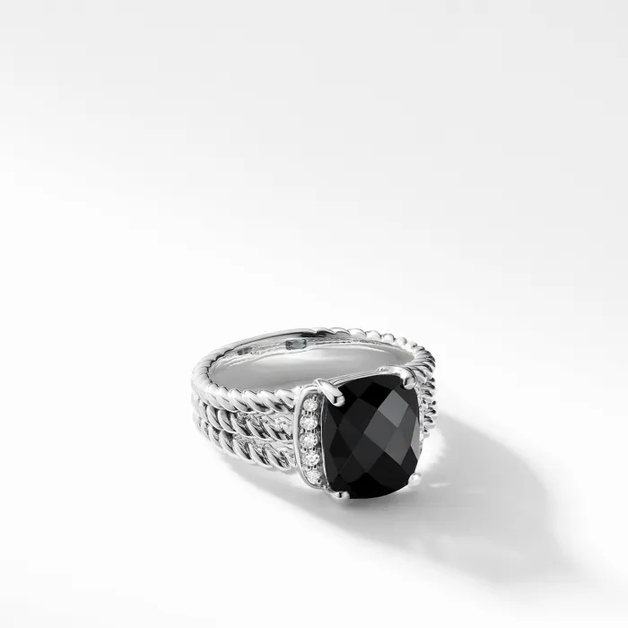 Petite Wheaton in Sterling Silver with Black Onyx and Diamonds 10mm David Yurman Necklaces Petite Wheaton in Sterling Silver with Black Onyx and Diamonds 10mm David Yurman Necklaces