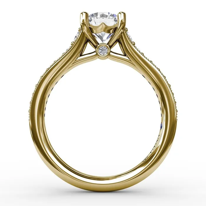 Rings FANA Classic Round Diamond Solitaire Engagement Ring With Milgrain Edge