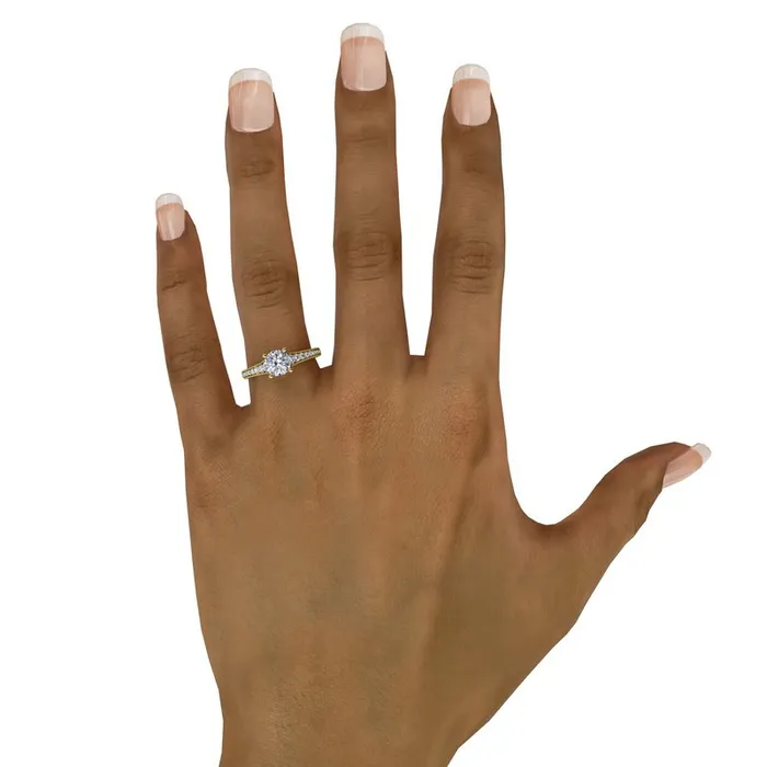 Rings FANA Classic Round Diamond Solitaire Engagement Ring With Milgrain Edge