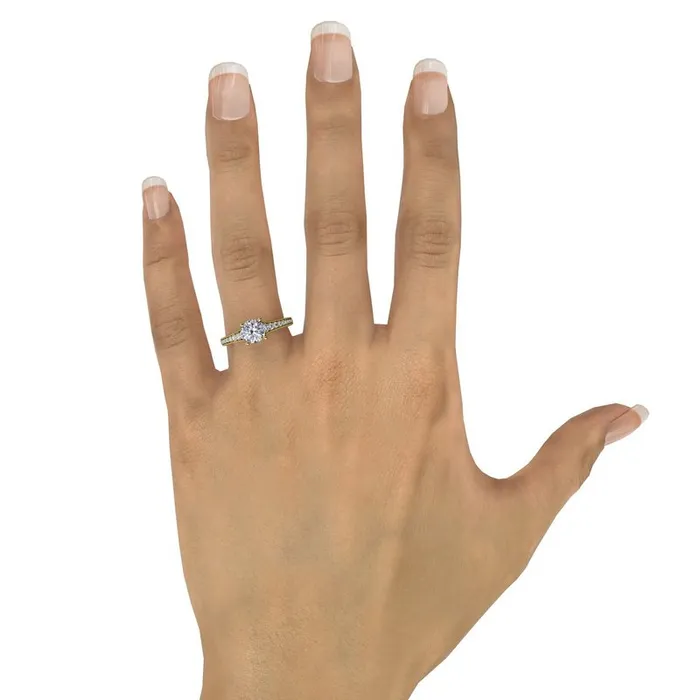 Rings FANA Classic Round Diamond Solitaire Engagement Ring With Milgrain Edge