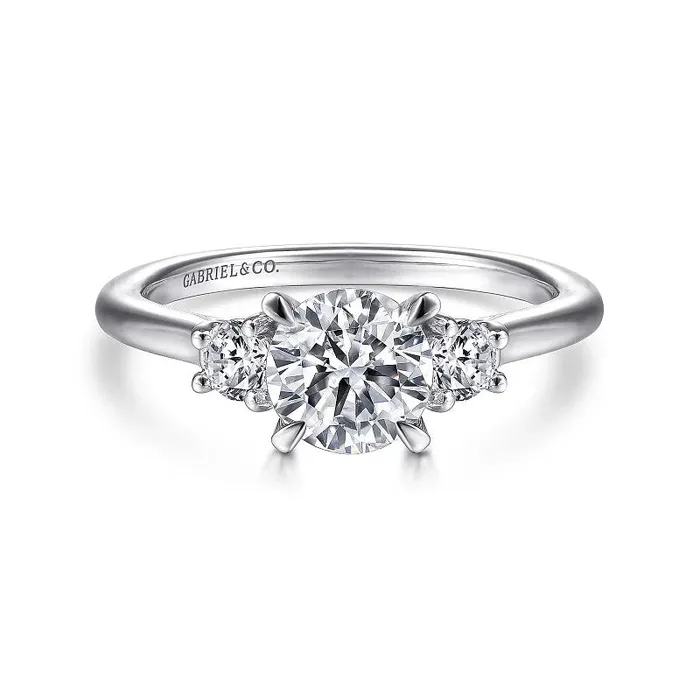 Rings GABRIEL CO Sanaa 14K White Gold Round 3 Stone Diamond Engagement Ring Setting Only Rings GABRIEL CO Sanaa 14K White Gold Round 3 Stone Diamond Engagement Ring Setting Only