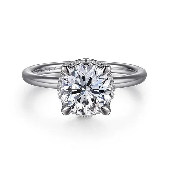 Rings GABRIEL CO Seattle 14K White Gold Round Hidden Halo Diamond Engagement Ring Setting Only Rings GABRIEL CO Seattle 14K White Gold Round Hidden Halo Diamond Engagement Ring Setting Only