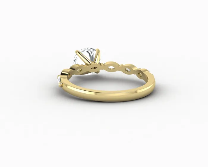 Rings Giulia 10 Ct Round Cut Engagement Ring With Marquise Side Stones Sapheena Jewelry