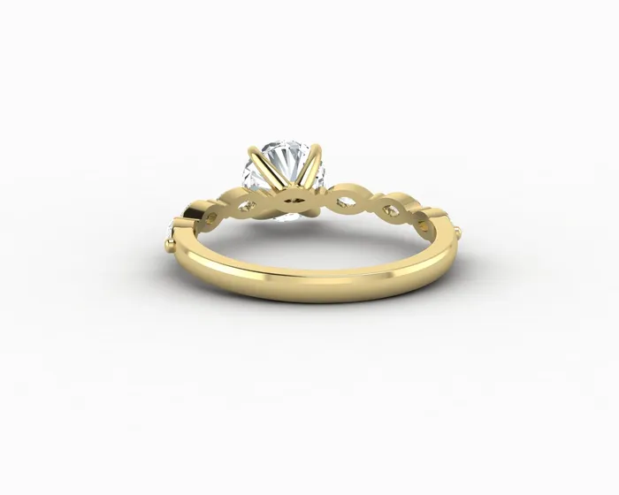 Rings Giulia 10 Ct Round Cut Engagement Ring With Marquise Side Stones Sapheena Jewelry