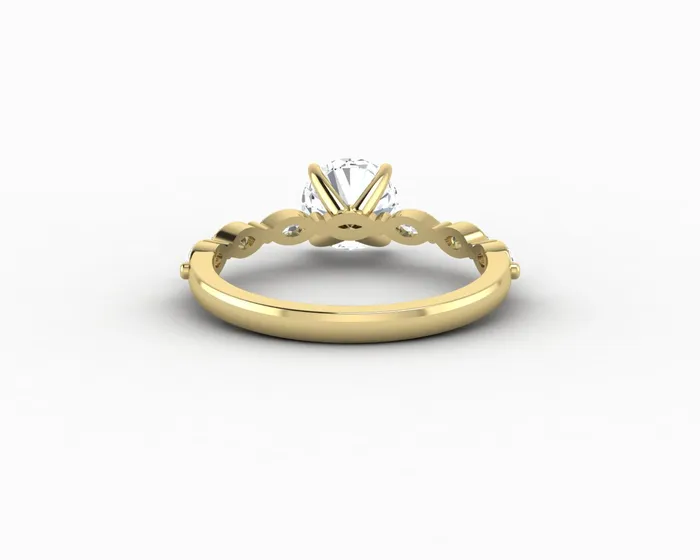 Rings Giulia 10 Ct Round Cut Engagement Ring With Marquise Side Stones Sapheena Jewelry