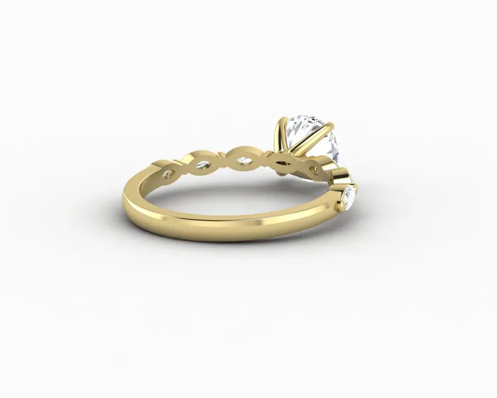 Rings Giulia 10 Ct Round Cut Engagement Ring With Marquise Side Stones Sapheena Jewelry