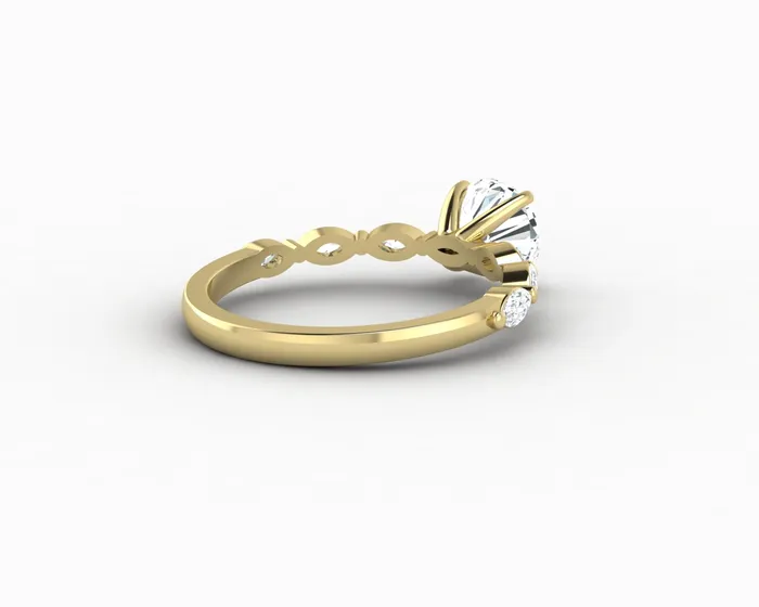 Rings Giulia 10 Ct Round Cut Engagement Ring With Marquise Side Stones Sapheena Jewelry