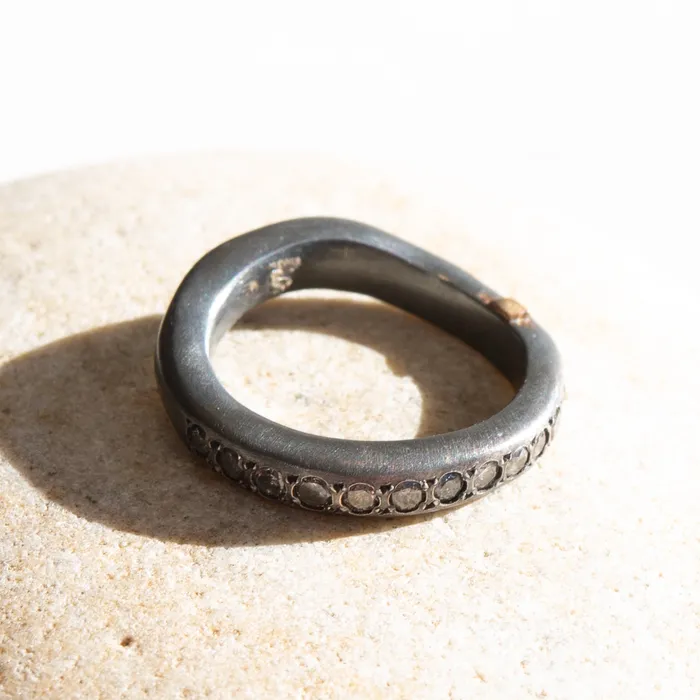 Rosa Maria Fay Oxidized Silver Ring wIcy Grey Diamonds Rosa Maria Rings